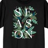 Christmas Card Tis The Season Festive Foliage Crew Neck Short Sleeve Black Unisex Adult T-shirt - 2 of 2