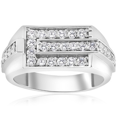 Pompeii3 3/4ct Diamond Mens Wedding Ring 10k White Gold