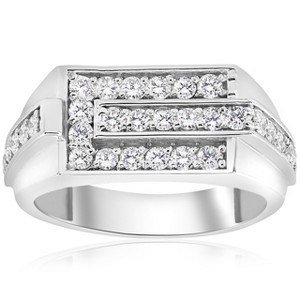 Pompeii3 3/4ct Diamond Mens Wedding Ring 10k White Gold - 1 of 4