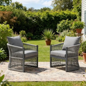 Christopher Knight Home Cassie Outdoor Aluminum Club Chair with Rope Accents (Set of 2) - 1 of 4