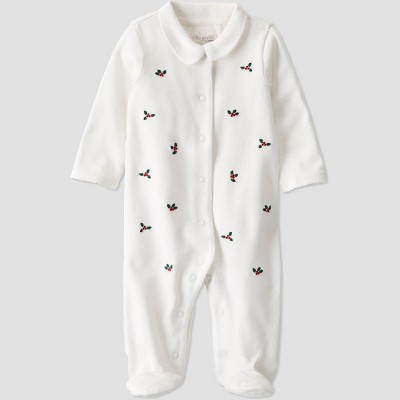 Image of Baby Organic Cotton 'Holiday' Shiffli Sleep N' Play - little planet by carter's Off-White Newborn