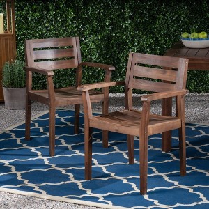 PAGED Set of 2 Patio Dining Chairs,Modern Acacia Wood Outdoor Dining Chairs,22.3 inch Patio Armchair Suitable for Patio,Garden - 1 of 4