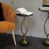 Transitional Metal and Marble Aluminum Medium Accent Table Gold - Olivia & May - 2 of 4