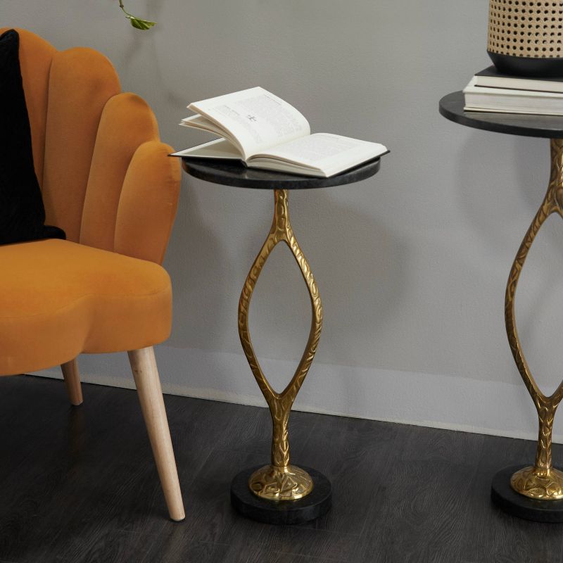 Transitional Metal and Marble Aluminum Medium Accent Table Gold - Olivia &#38; May, 2 of 6