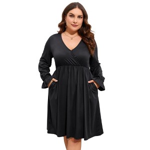 Wrap Midi Dresses A-Line Flare Casual Short Dresses - 1 of 1