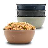 American Atelier 19oz Cereal Bowls, Stoneware Bowl Set for Soup, Pasta, Ramen, Salad, Set of 4,Assorted Colors w/ White Speckles
