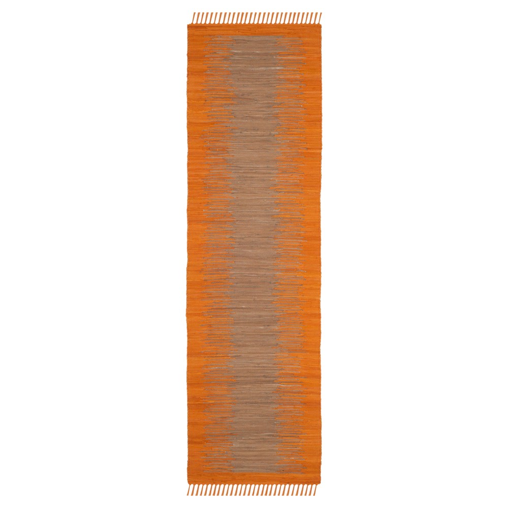  Runner Orange Geometric Flatweave Woven