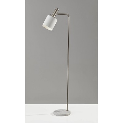 Emmett Adjustable Arc Floor Lamp in Brushed Steel with Marble Base