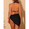 Elerevyo Women's Halter Hollow Out Mesh Swimsuits with Sarong Cover Up Beach Skirt Bathing Suit 3 Pcs - 3 of 4