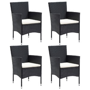 VidaXL Patio Dining Chairs 4 pcs Poly Rattan Black - 1 of 4
