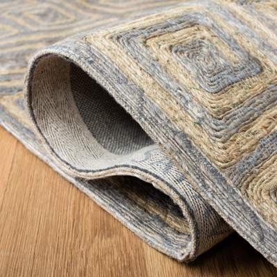 Gray Handmade Cotton and Synthetic Tufted Runner Rug