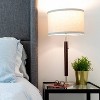 Brightech Carter (Includes LED Light Bulb) Table Lamp Walnut Brown Wood: Mid-Century, Smart Home Compatible, Linen Shade, UL Listed - 4 of 4