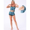 INSPIRE CHIC Women's 4 Pcs Loungewear Satin Lace Sleeveless Spaghetti-Strap Removable Pad Cami & Shorts Pajama Set - 2 of 4