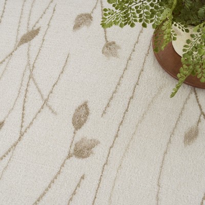 Ivory Beige Floral Synthetic 8' x 10' Area Rug