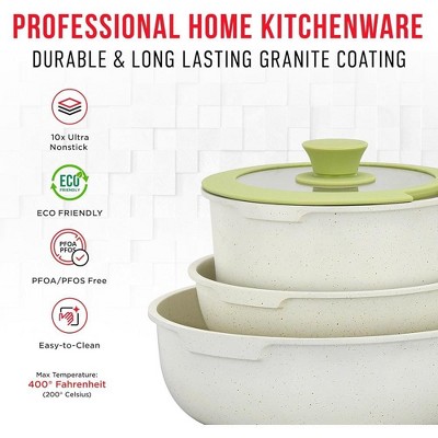 Bakken-Swiss 15-Piece Green Granite Non-Stick Cookware Set