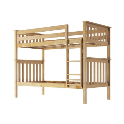 Natural Pine Twin Over Twin Bunk Bed with Storage