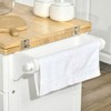 Resenkos Kitchen Island with Drop Leaf Trolley Cart on Wheels Drawer Cabinet Towel Racks Versatile Use Natural Wood Top and White - 2 of 4