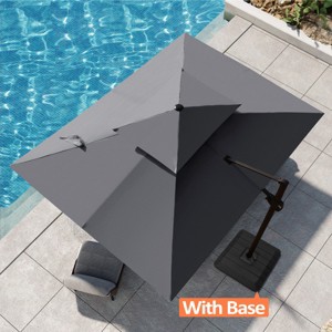 Pellebant 9x11.5FT Double Top Cantilever Umbrella Outdoor 360 Degree Rotation 6 Heights Adjustable Cantilever Patio Umbrella with Base - 1 of 4