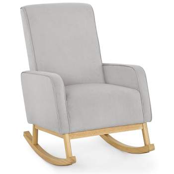 Delta Children Drew Rocking Chair - Cloud Gray and Natural