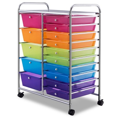 Yaheetech 4 Drawers Rolling Storage Cart and Organizer Metal Frame Plastic  Storage Bins with Drawers Plastic Trolley Organizer on Wheels Plastic Craft