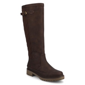 Journee Women's Zemmie Knee High Wide-Calf Casual Quilted Boots - 1 of 4