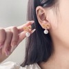 Gold Pearl Bow Earrings For Women Trendy Pink Coquette Drop Stud Silver Earrings Dangle Jewelry - Unique Gifts For Wife Preppy Cute Teen Accessories - 3 of 4