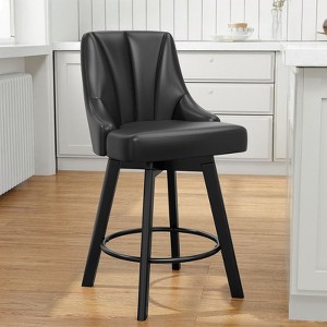 Gikpal Swivel Bar Stools with Backs, 24" Counter Height Bar Stools, Fabric Upholstered Counter Bar Stools with Solid Wood Legs for Kitchen Island - 1 of 4