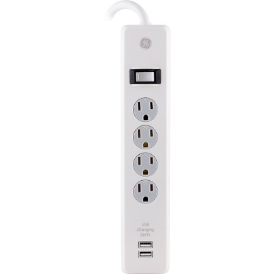 GE 6&#39; Extension Cord with 4 Outlet 2 USB Surge Protector White