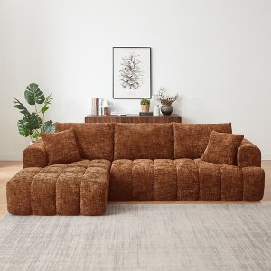 108.3" Chenille Tufted L-Shaped Modular Sectional Sofa with Left Arm Chaise Lounge, No Assembly Required - 1 of 4