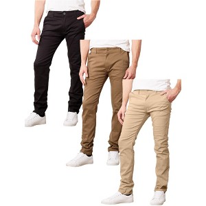 Galaxy By Harvic  Men's Super Stretch Slim Fit Everyday Chino Pants-3 Pack - 1 of 4