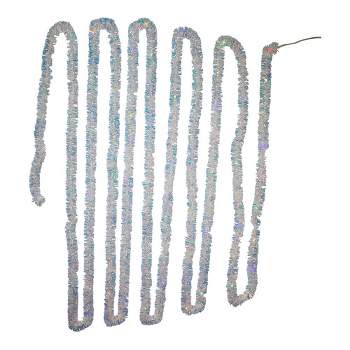 Kurt Adler 32.8-Foot Battery-Operated Iridescent Tinsel Garland with 100 Multi-Colored Lights