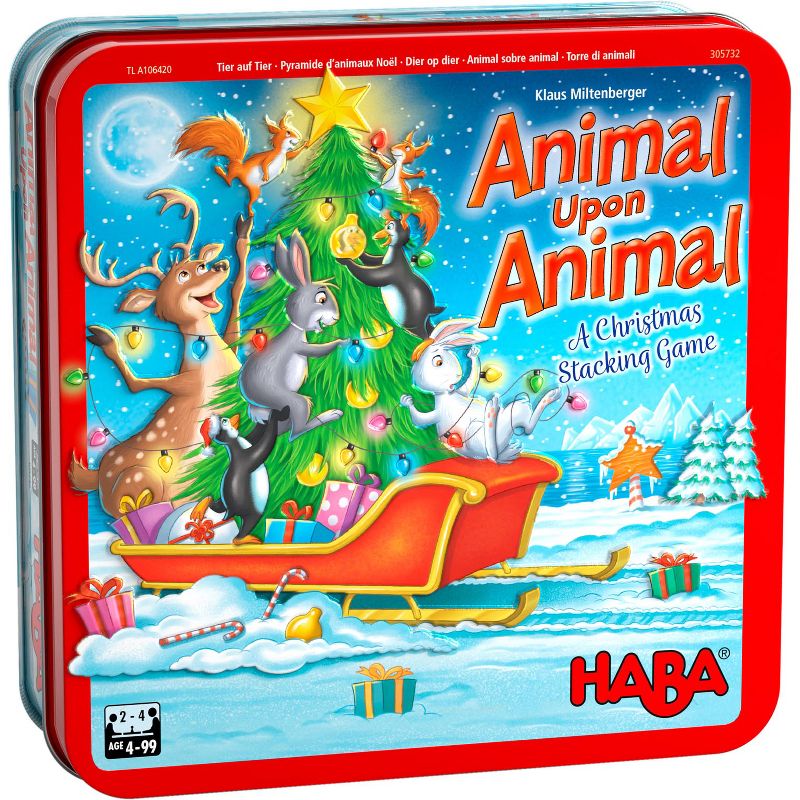 HABA Animal Upon Animal Christmas Version Wood Stacking Game (Made in Germany), 1 of 9