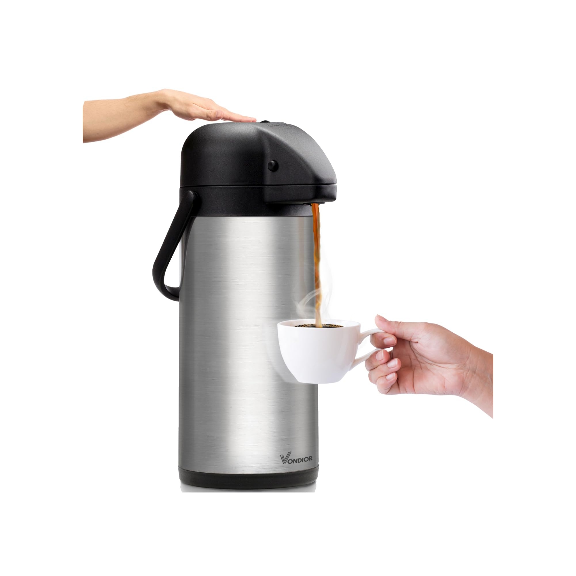 Vondior Airpot Coffee Dispenser with Pump - Insulated Stainless Steel Thermal Beverage Dispenser - 102 oz