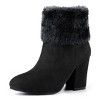 Allegra K Women's Side Zipper Cute Round Toe Faux Fur Chunky Heel Ankle Boots - image 3 of 4