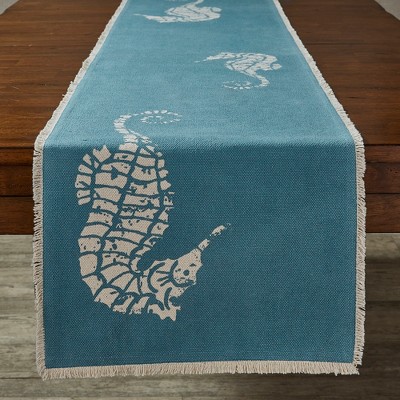 Split P Seahorse Print Table Runner - 72''L - Aqua