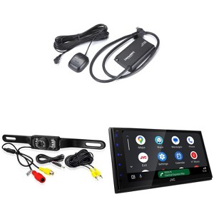 JVC KW-M595BT - 6.8" WSVGA 1DIN Short DMR, CP/AA, iData, SXM, 1Cam, 2.5V Receiver with PYLE PLCM10 License Plate Mount Rearview Camera and SXV300v1... - 1 of 4