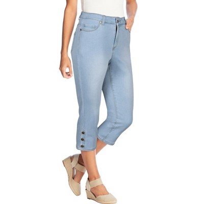 Woman Within Plus Size Comfort Curve Denim Capri