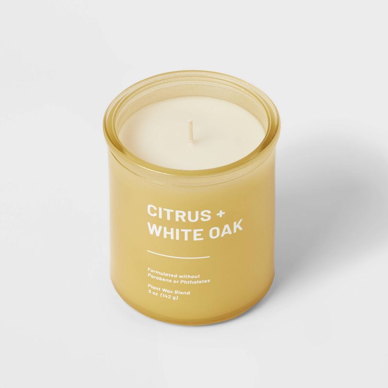 Tinted Glass Citrus + White Oak Jar Candle Light Yellow - Threshold™, 4 of 8
