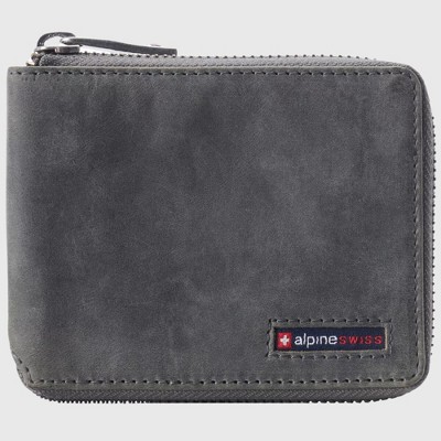 Alpine Swiss Logan Zipper Bifold Wallet For Men or Women RFID Safe Comes in a Gift Box