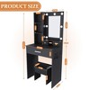 YONWAY Makeup Vanity Table Compact Dressing Desk with Mirror, Power Outlet, Hairdryer Holder and Stool for Small Bedrooms - 3 of 4