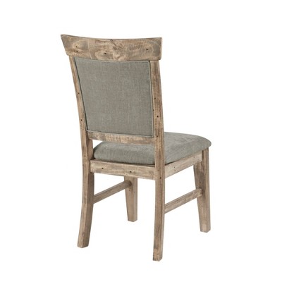 Oliver Rustic Linen & Weathered Wood Side Chair Set, Gray