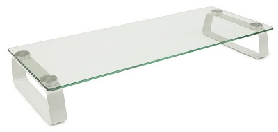 Mount-It! Glass Computer Monitor Riser and Laptop Stand | Clear Flat Screen Display Stand, Desktop Shelf and Organizer, Glass & Aluminum Construction