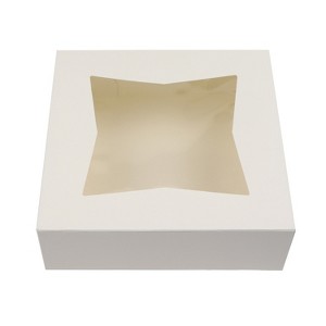 O'Creme White Pie Box, with Window, 8 x 8 x 2.5 Inch Deep - Pack Of 5 - 1 of 3