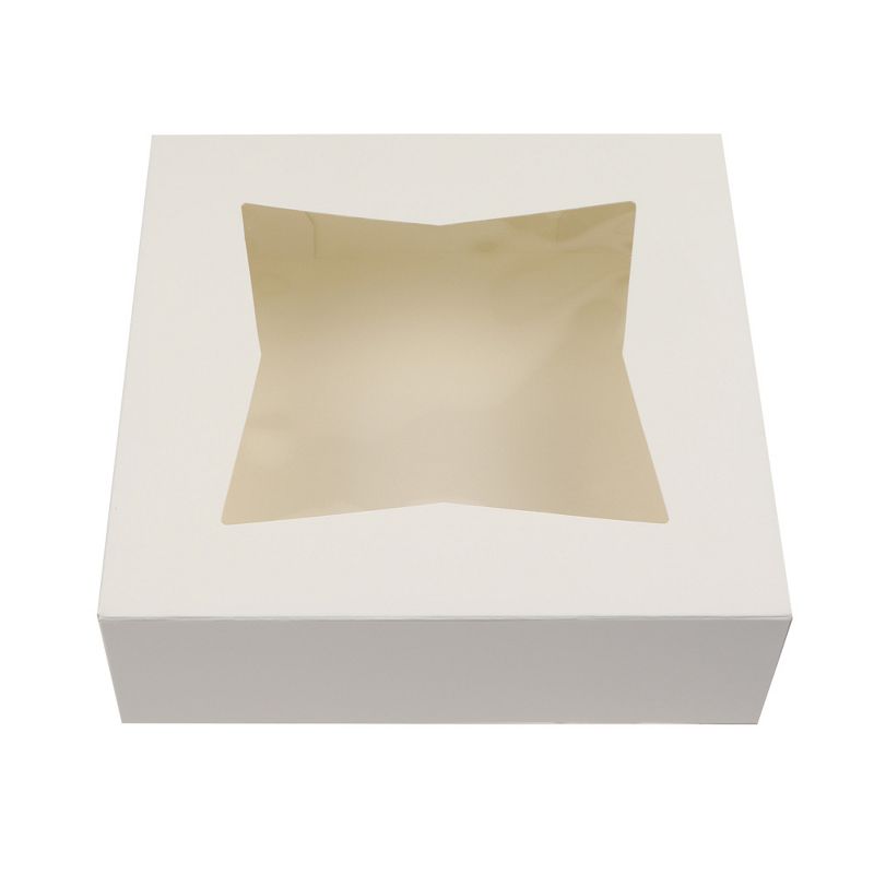 O'Creme White Pie Box, with Window, 10 x 10 x 2.5 Inches Deep - Pack Of 5, 2 of 4