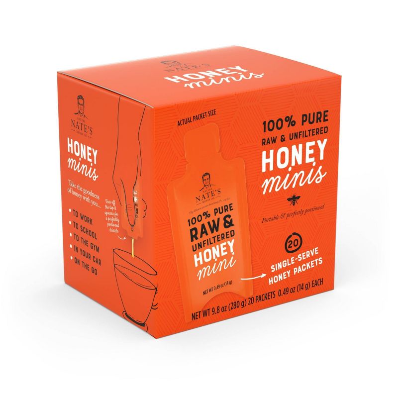 Nature Nate&#39;s 100% Pure Raw and Unfiltered Honey Mini Packets - 20ct / 9.8oz, 3 of 9