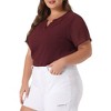 Agnes Orinda Women's Plus Size Pin Dots Notched V-Neck Dressy Trendy Fashion Casual Summer Blouses - 2 of 4