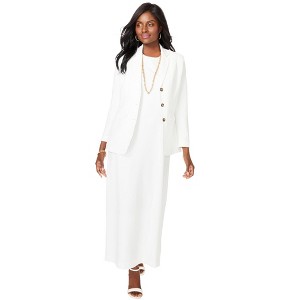 Jessica London Women's Plus Size 2-Piece Stretch Crepe Single-Breasted Maxi Jacket Dress - 1 of 4