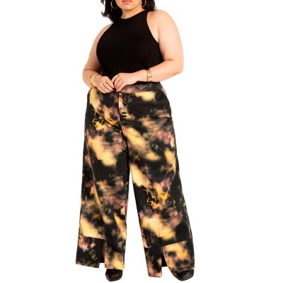 Eloquii Women's Plus Size Printed Wide Leg Pant, 14 - Distorting Dyes :  Target
