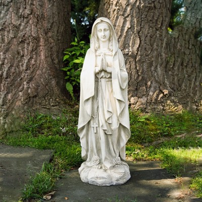 Ivory Polyresin 28" Praying Virgin Mary Garden Statue