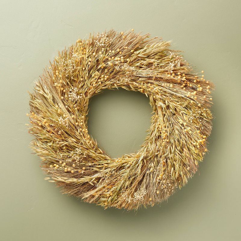 21&#34; Preserved Grass &#38; Lino Wreath - Hearth &#38; Hand&#8482; with Magnolia, 1 of 6